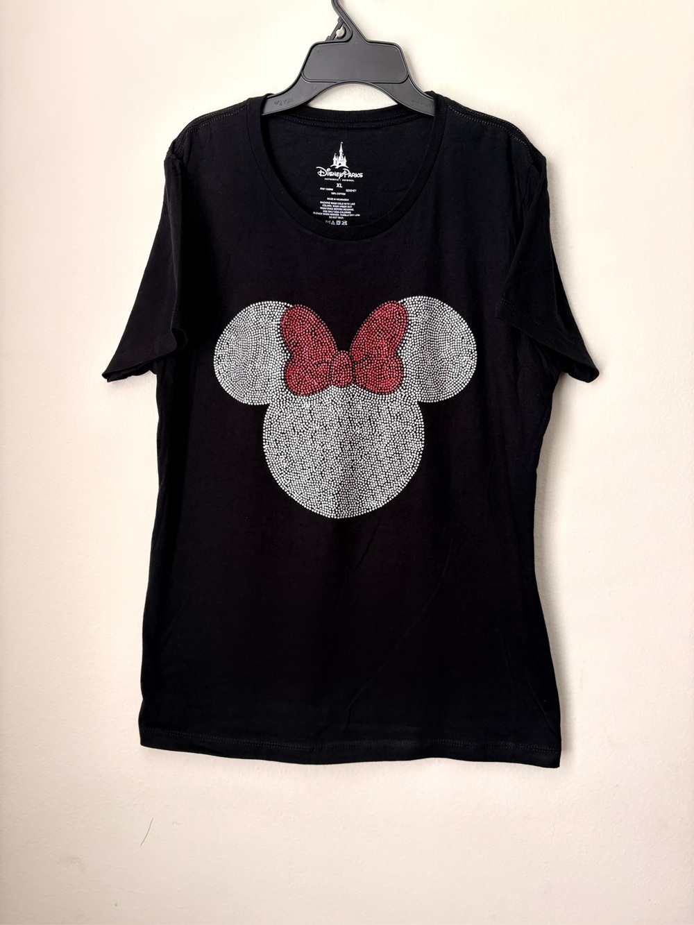 Disney Parks Minnie Mouse Rhinestone T-Shirt Black XL NWT Without Tags